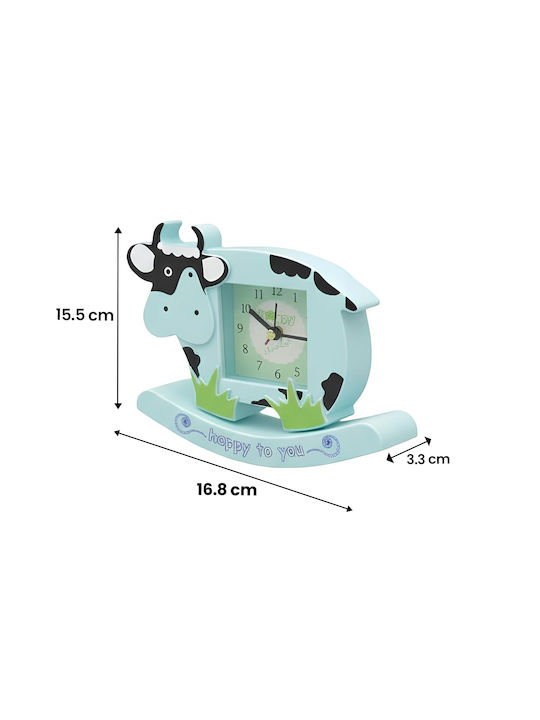 Avizar Analog Alarm Clock Children Cow Design Happy To You Model Blue
