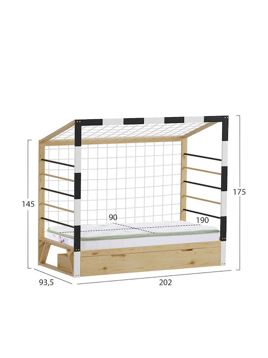 Kids Bed Single with Mattress and Storage Space Beige 90x190cm