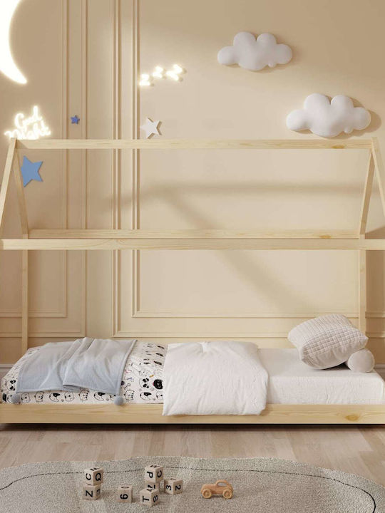 Kids Bed Single with Mattress Beige 90x190cm