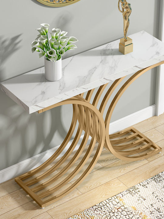 Конзолна маса Метална с Мраморно Покритие White/gold Д105xШ30xВ80cm