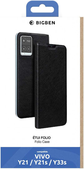 Bigben Case Vivo Y21 Y21s Y33s Saffiano Stand Function Card Holder Black