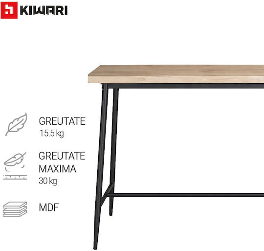 Aven Masă Bar Din Lemn Cu Ramă Metalică Neagră/Stejar 115x65x108cm