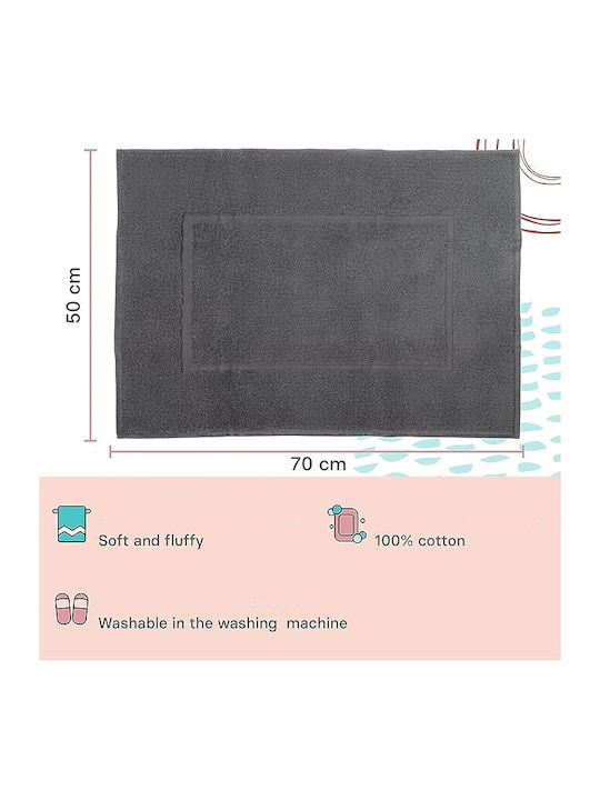 Non-Slip Bath Mat Cotton Valneo Bathroom Mat Anthracite 50x70cm