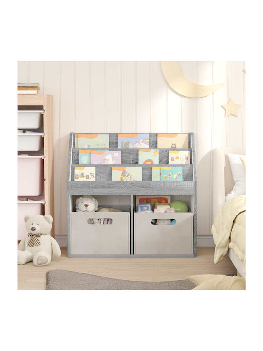 Kids Wooden Bookcase Gray 72.5x29.5x69cm