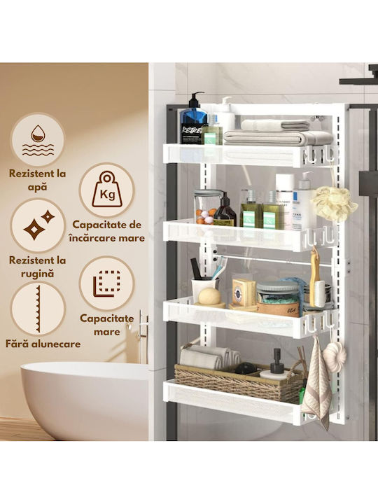 Inco Wall Mounted Bathroom Shelf Metallic with 4 Shelves 40x17x86cm Gray