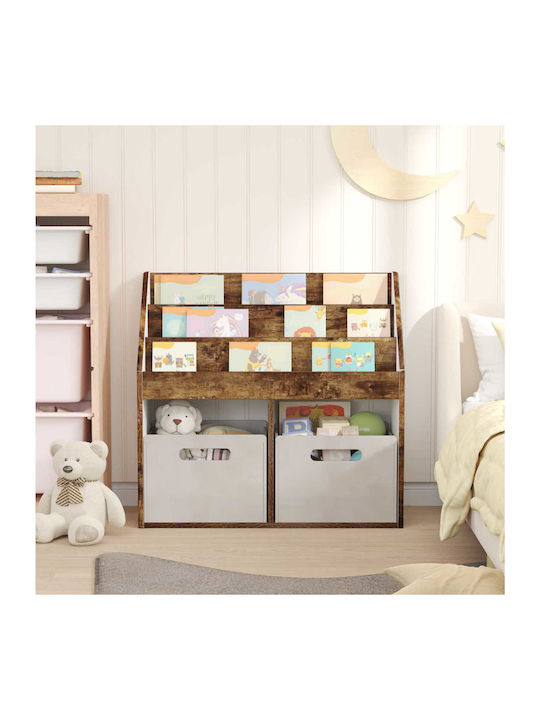 Kids Wooden Bookcase Brown 72.5x29.5x69cm
