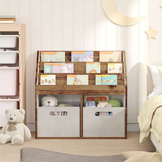 Kids Wooden Bookcase Brown 72.5x29.5x69cm