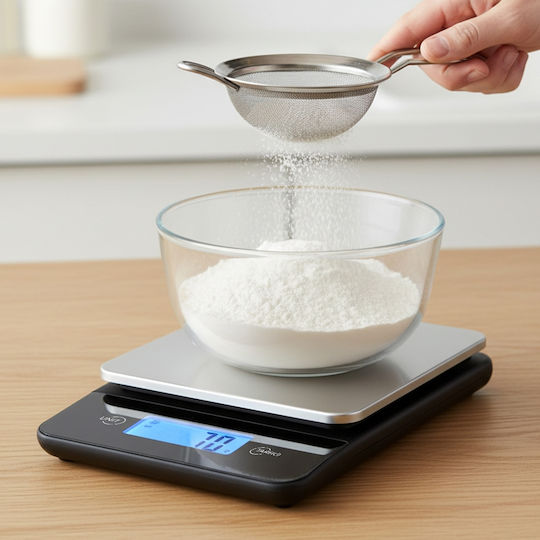 Avizar Cântar Electronic de Bucătărie 5 Kg Funcție Tare Ingrediente Uscate Lichide Negru Argintiu