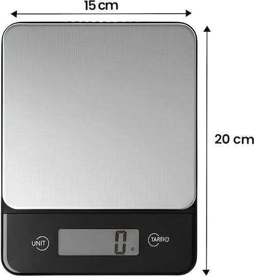 Avizar Cântar Electronic de Bucătărie 5 Kg Funcție Tare Ingrediente Uscate Lichide Negru Argintiu