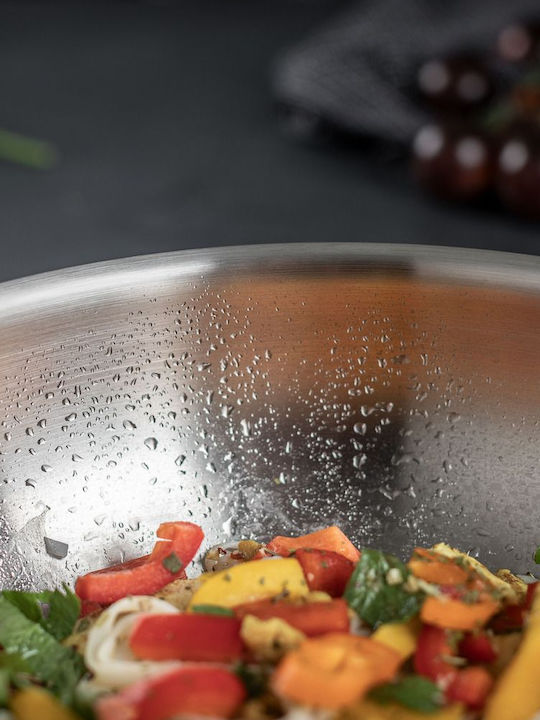 Kuhn Rikon Culinary Fiveply Wok Din Oțel Inoxidabil Cu Capac Cu Acoperire Ceramică 28cm