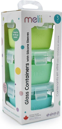 Melii Lunchbox Glas Blau 3Stück