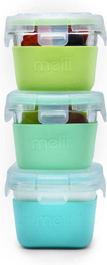 Melii Lunchbox Glas Blau 3Stück