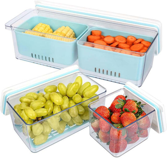 Belle Vous Set Of Blue Plastic Lunch Boxes 3 Pieces