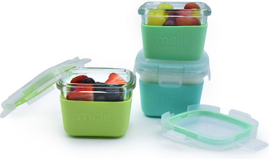 Melii Lunchbox Glas Blau 3Stück