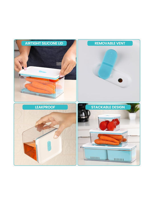 Belle Vous Cutie pentru Mâncare Plastic Albastru Potrivit pentru Cuptor cu Microunde 3buc