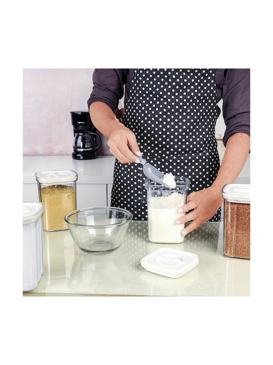 Belle Vous Set 4 Bucăți Vaze pentru Zahăr / Paste / Cereale / Ceai / Cafea cu Capac Ermetic Plastic Transparent 1300ml 4 Bucăți