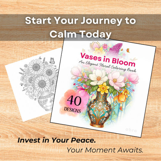 Anti-stress Coloring Book Adults – Mandala Style Flower Vases Thick Pages 40 Illustrations Obro