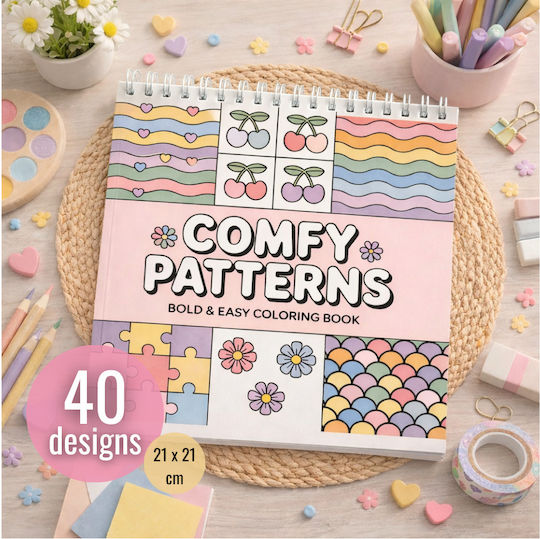Anti-Stress-Malbuch Erwachsene Bequeme Muster 40 Pappseiten Abstrakte Designs Mandala Tiere 21 X 21 Cm