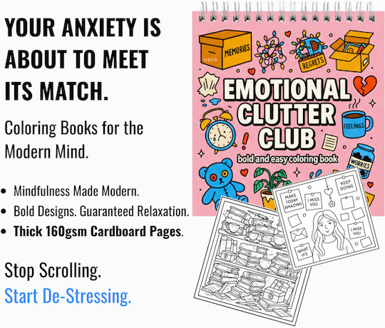 Obro Thick Page Coloring Book – Emotional Clutter Club Whimsical Coco Wyo Style Stress Relief Adults