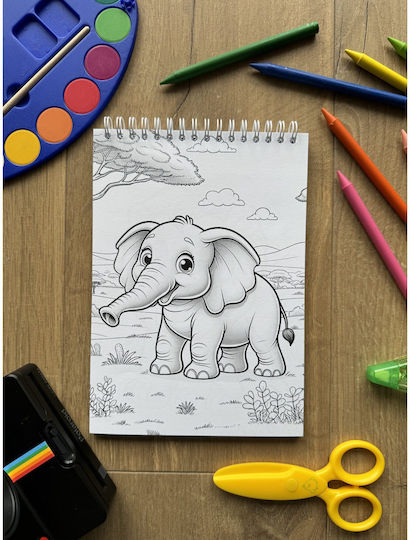 Malbuch Kinder Wilde Tiere 40 Seiten A5 Spiralformat Safari Abenteuer