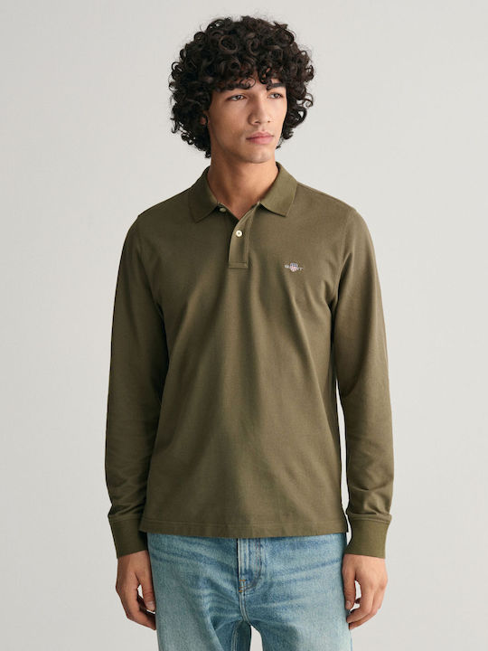 Shield Pique Long Sleeve Blouse Khaki