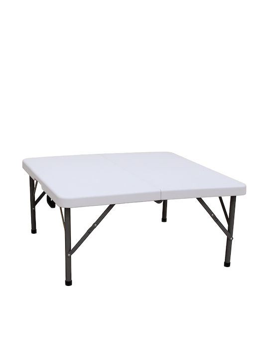 Plastic Catering Garden & Terrace Table for Small Spaces Foldable with Metal Frame White 86x86x74cm