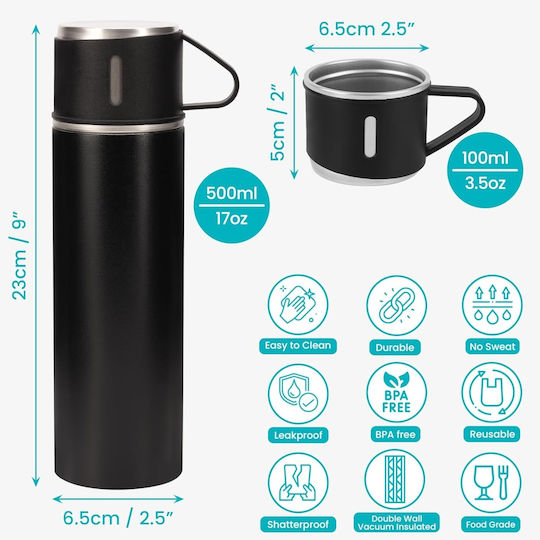Belle Vous Sticlă Termos Oțel inoxidabil 500ml Black