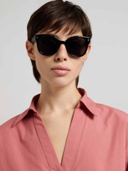 Polaroid Women's Sunglasses with Black Horn-Rimmed Frame and Grey Polarized Lenses PLD6248/S/X 807/M9