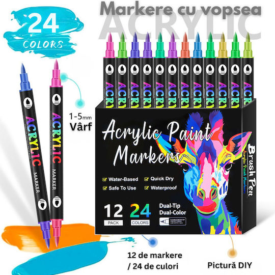 Qova Markere Acrilice Multicolor 12buc