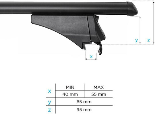 Menabo Aluminum Car Roof Bars Tiger Black 118.5 Cm Black Color Ford B-Max 5 Doors 2012> Flush Or Raised Rails 2 Pieces 8590/mb Menabo Mp.8590/mb-22