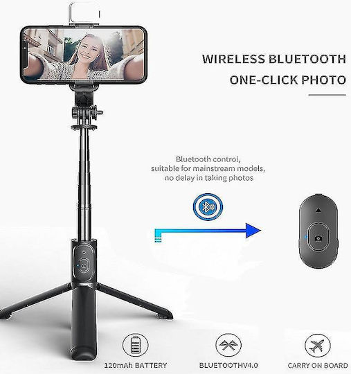 Alista Home Selfie Stick Trepied Pentru Telefoane Mobile Bluetooth Cu Lumină Gri