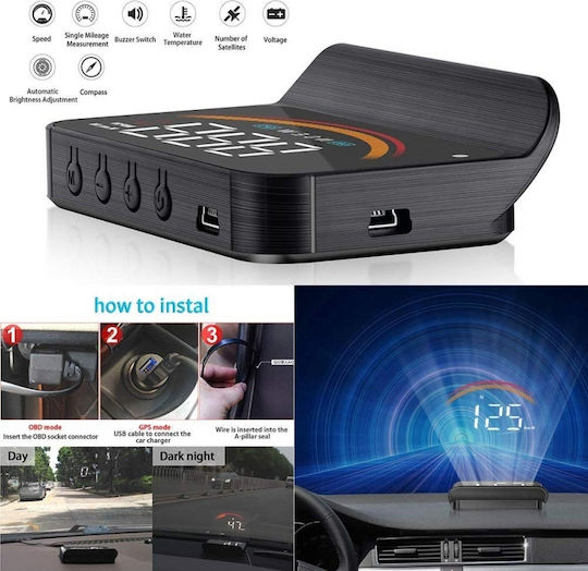 Diagnostic Device Dashboard Information Display On Windshield Speedometer Obdii Euobd M11
