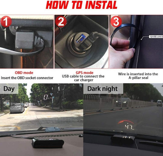 Diagnostic Device Dashboard Information Display On Windshield Speedometer Obdii Euobd M11