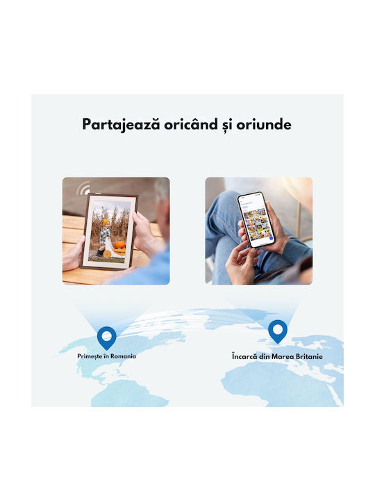 Rama Foto Digitală WiFi 10.1 Inch Ecran IPS HD Memorie 32GB Azorpaandqova D10 Ecran Tactil Suport Card 128GB Redare Foto Video Telecomandă Prin Aplicație 1280x800 IPS HD Ecran Tactil Difuzor