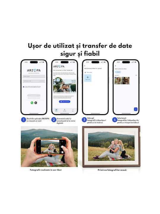 Rama Foto Digitală WiFi 10.1 Inch Ecran IPS HD Memorie 32GB Azorpaandqova D10 Ecran Tactil Suport Card 128GB Redare Foto Video Telecomandă Prin Aplicație 1280x800 IPS HD Ecran Tactil Difuzor