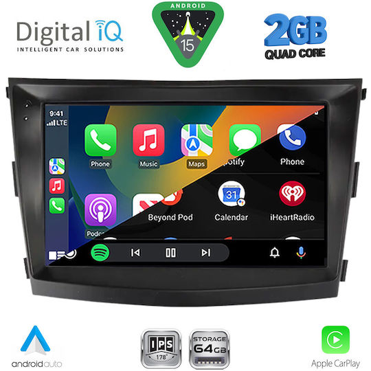Digital IQ Car Audio System for Ssangyong Tivoli 2016-2024 (Bluetooth/USB/WiFi/GPS/Apple-Carplay/Android-Auto) with Touch Screen 9"
