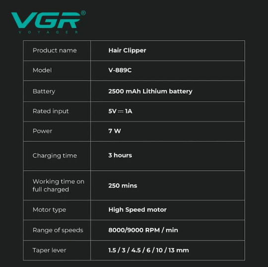 VGR Επαγγελματική Κουρευτική Μηχανή V-889C