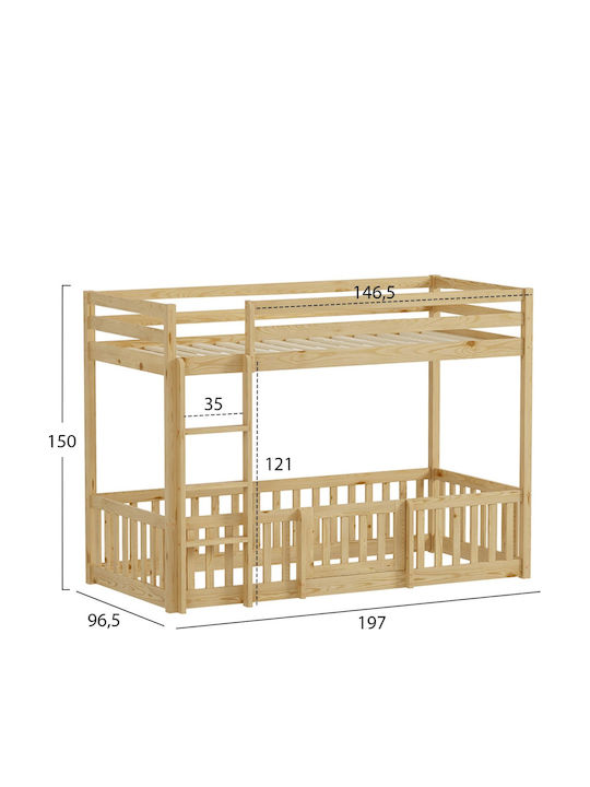 Kinderbett Hochbett Einzeln Beige für Matratze 90x190cm