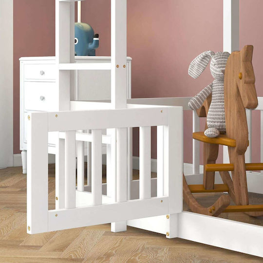 Kinderbett Hochbett Einzel Weiß für Matratze 90x190cm