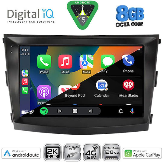 Digital IQ Car Audio System for Ssangyong Tivoli 2016-2024 (Bluetooth/USB/WiFi/GPS/Apple-Carplay/Android-Auto) with Touch Screen 9"