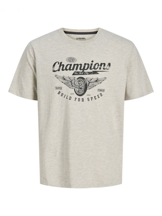 T-Shirt Grey White Melange 12290797 White