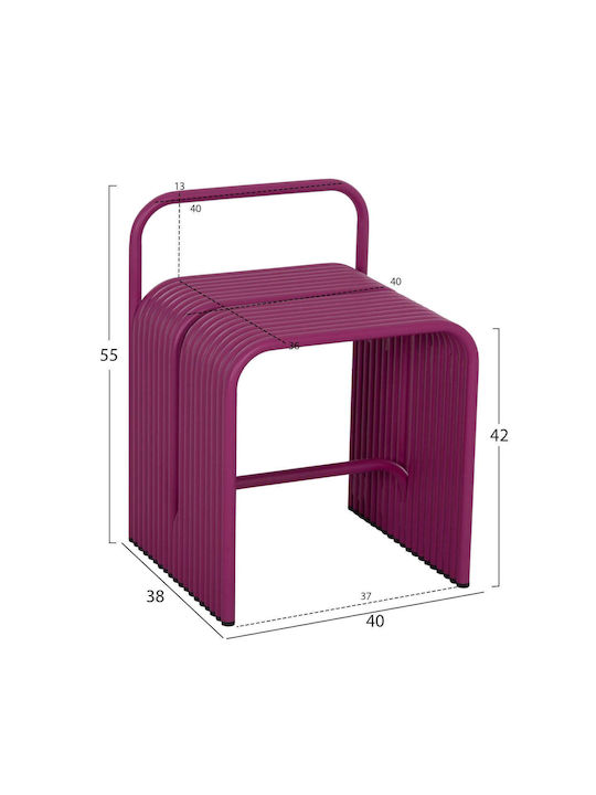 Stool For Living Room Metallic Purple Color 40x38x55cm
