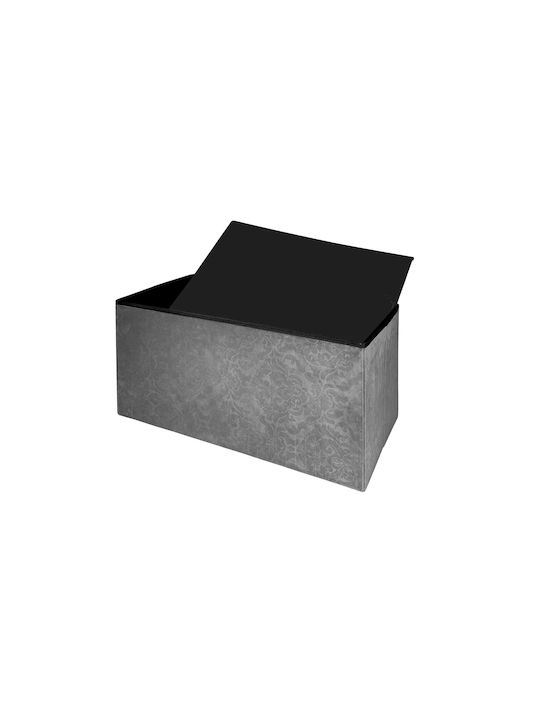 Stool For Living Room Collapsible With Storage Space Upholstered with Velvet Gray 76x38x38cm