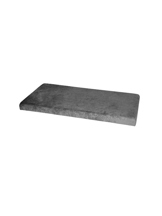 Stool For Living Room Collapsible With Storage Space Upholstered with Velvet Gray 76x38x38cm