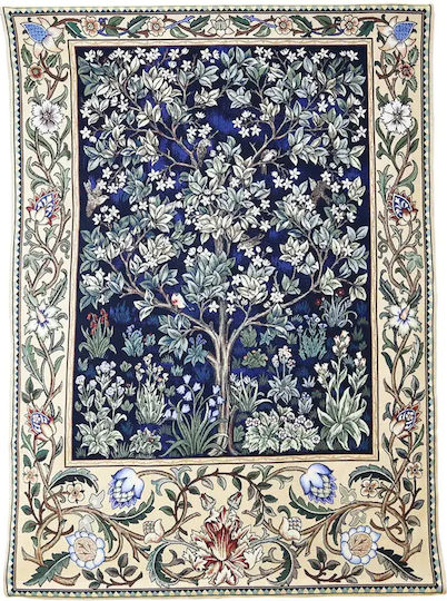 Signare Decorative Tapestry Handmade Blue Made of Fabric 197x139cm