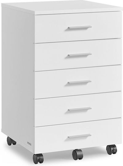 Office Storage Drawer with Wheels & Drawers Λευκό Χρώμα L40xW42xH65.7cm