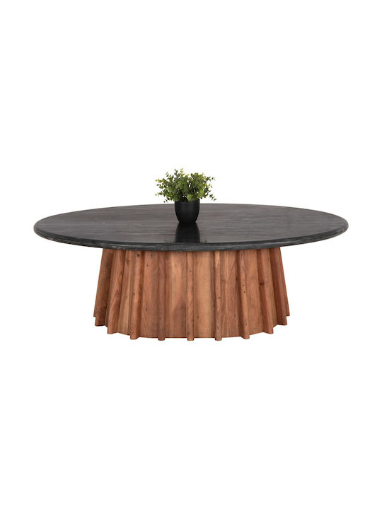 Oval Zentral Kaffeetisch aus Massivholz Schwarz Marmor M120xLänge70xHöhe38cm Freebox