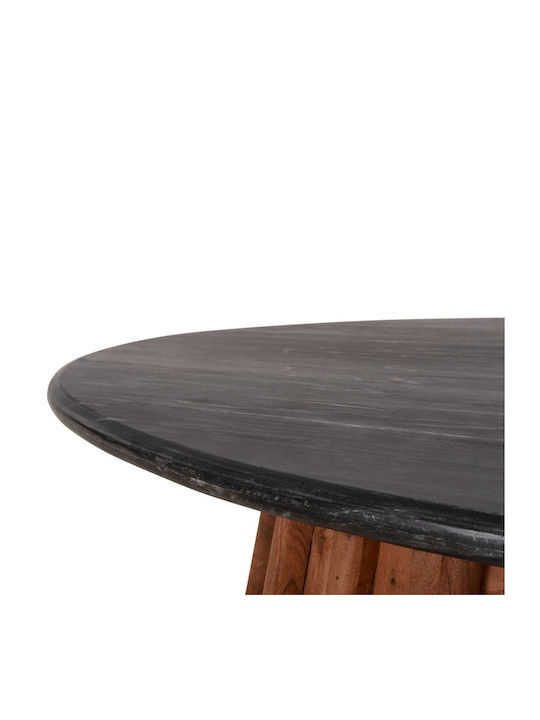 Oval Zentral Kaffeetisch aus Massivholz Schwarz Marmor M120xLänge70xHöhe38cm Freebox