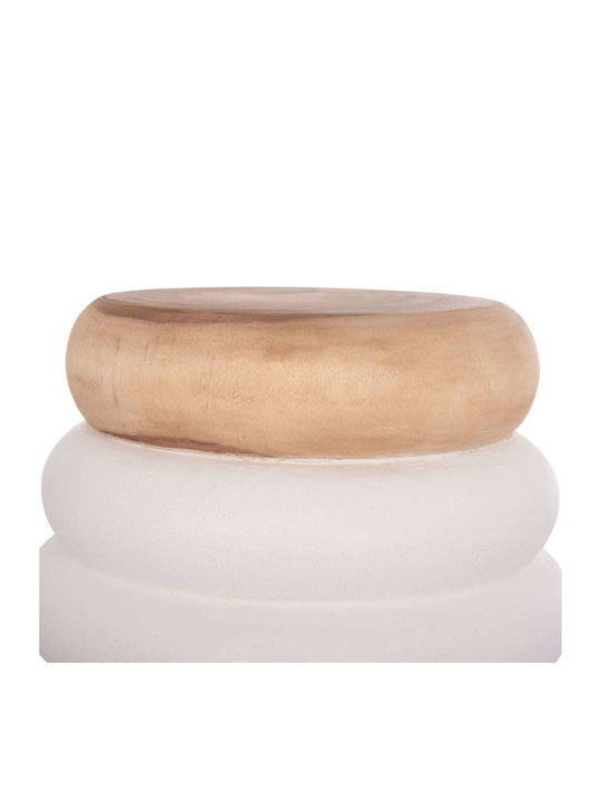 Round Side Table White Teak Wood M45xL45xH46cm