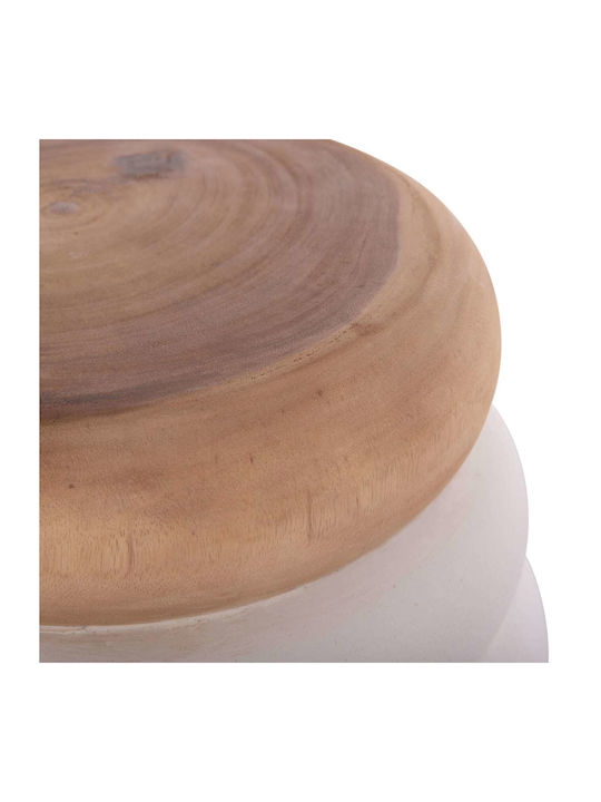 Round Side Table White Teak Wood M45xL45xH46cm